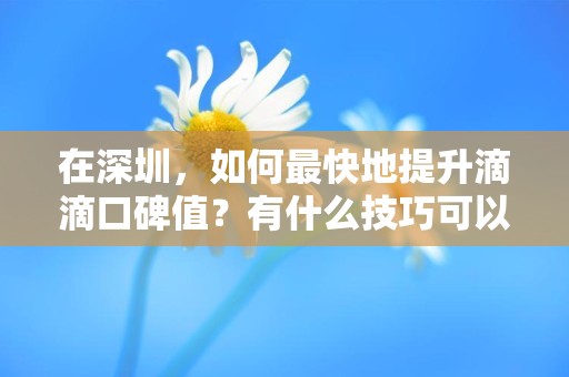 在深圳，如何最快地提升滴滴口碑值？有什么技巧可以使用？