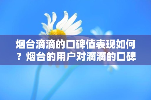 烟台滴滴的口碑值表现如何？烟台的用户对滴滴的口碑值有何评价？
