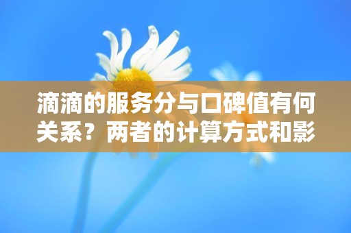 滴滴的服务分与口碑值有何关系？两者的计算方式和影响因素是怎样的？