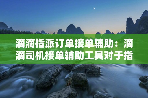 滴滴指派订单接单辅助：滴滴司机接单辅助工具对于指派订单的作用和效果