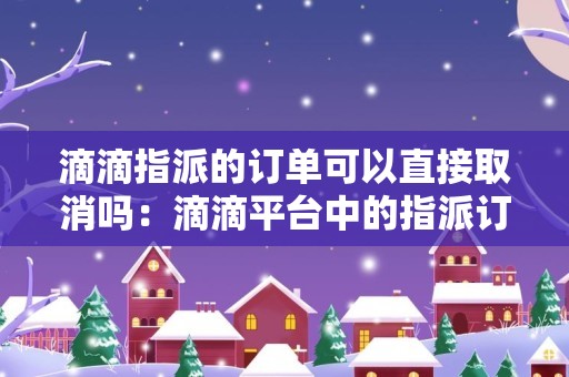 滴滴指派的订单可以直接取消吗：滴滴平台中的指派订单是否可以直接取消