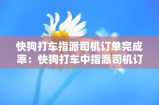 快狗打车指派司机订单完成率：快狗打车中指派司机订单的完成率及影响因素