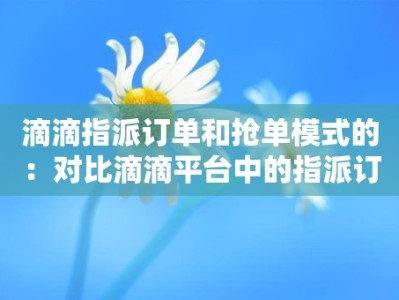 滴滴指派订单和抢单模式的：对比滴滴平台中的指派订单和抢单模式的特点和差异