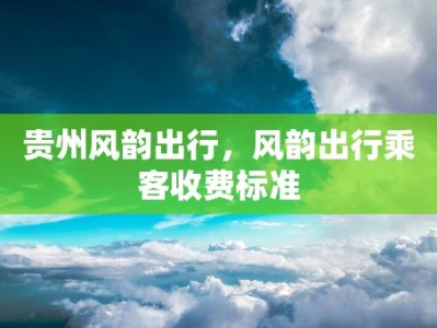 贵州风韵出行，风韵出行乘客收费标准