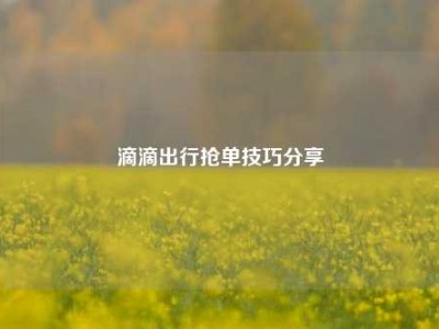 滴滴出行抢单技巧分享
