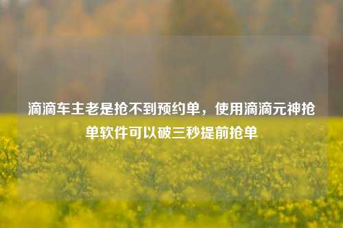 滴滴车主老是抢不到预约单，使用滴滴元神抢单软件可以破三秒提前抢单